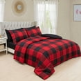 thumbnail image 1 of Hong and Arts Inc. Bed in a Bag Soft Luxury Fluffy Goose Down Alternative Rich Printed Comforter Set Includes Sheet Set, Red Black Plaid Pattern Twin, 1 of 4