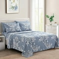thumbnail image 1 of Hong and Arts Inc. Marina Decoration Soft Silky Deep Pocket Rich Printed Rayon from Bamboo All Season Sheet Set, Romantic Inkwash Floral Blue Grey,, 1 of 5