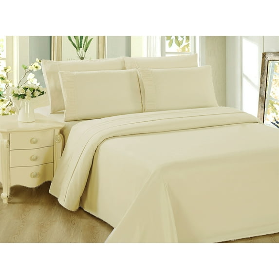 Hong and Arts Inc. Marina Decoration Soft Silky Zipper Solid Rayon from Bamboo All Season Duvet Cover Set with Corner Tie and Hidden Zipper Ivory -