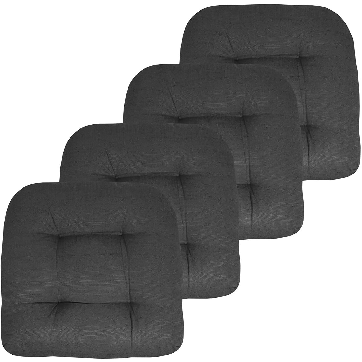Hong and Arts Inc. Marina Decoration Thick Patio Pads Tufted 19 x 19 x 4 Inch Textured Solid Cover Outdoor Indoor Chair Seat Cushions Charcoal Grey Walmart