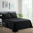 thumbnail image 1 of Hong and Arts Inc. Marina Decoration Ultra Soft Silky Deep Pocket Solid Rayon from Bamboo All Season Bedding Pleated Sheet Set Black - Twin XL, 1 of 5