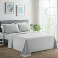 thumbnail image 1 of Hong and Arts Inc. Marina Decoration Ultra Soft Silky Deep Pocket Solid Rayon from Bamboo All Season Bedding Pleated Sheet Set Silver - Full, 1 of 5