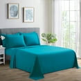 thumbnail image 1 of Hong and Arts Inc. Marina Decoration Ultra Soft Silky Deep Pocket Solid Rayon from Bamboo All Season Bedding Pleated Sheet Set Teal - Twin, 1 of 5