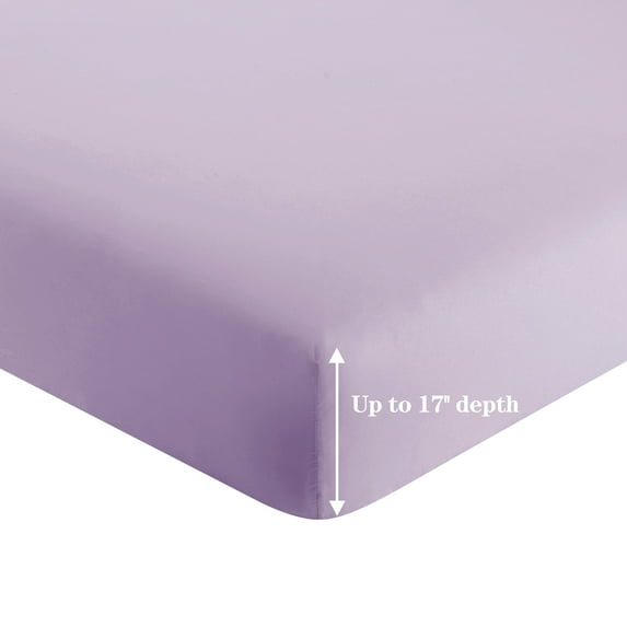 Hong and Arts Inc. Marina Decoration Ultra Soft Silky Deep Pocket Solid Rayon from Bamboo All Season Solid Bamboo Fitted Sheet Purple - Twin/Single