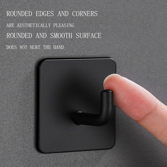 HongHeng 10Pcs Adhesive Towel Hooks, Stainless Steel Self Sticky Wall Hooks Waterproof Shower Hooks for Robe/Clothes, No Drilling Towel Hangers for Bathroom Kitchen Bedroom