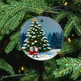 thumbnail image 1 of HongHeng 1Pc Acrylic Round Christmas Ornament, Santa on the Move Print Round Acrylic Ornament Festive Tree Decoration with Hanging String, Lightweight, 1 of 7