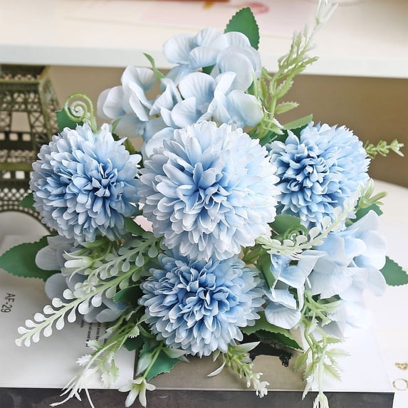 HongHeng 1Pc Artificial Flowers Silk Peonies Dahlias Bouquets Fake Peonies Hydrangea Flower Arrangements for Home Table Centerpieces Indoor Outdoor Valentine's Day Holiday Party