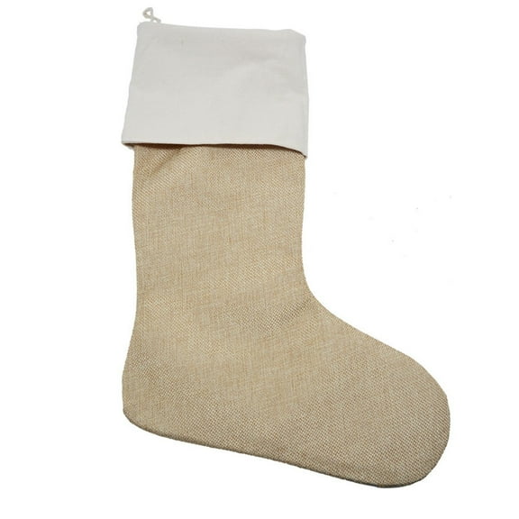 HongHeng 1Pc Burlap Christmas Stockings Xmas Fireplace Hanging Stockings Decoration Stockings for Christmas Decoration DIY Craft