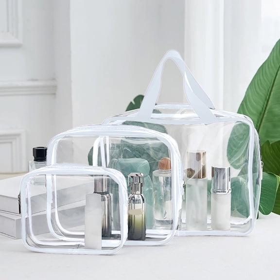 HongHeng 1Pc Clear Toiletry Bag for Women Men, Portable Large Travel Makeup Bag, Waterproof & Draining Transparent Cosmetic Bag