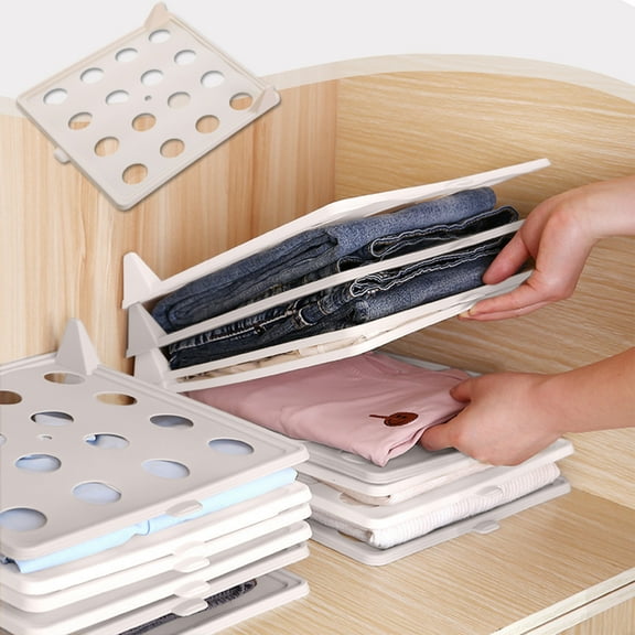 HongHeng 1Pc Clothes Organizer Tray, T Shirt Clothing Folding Storage Shelf Rack Wardrobe Closet Divide Partition Stacking Board