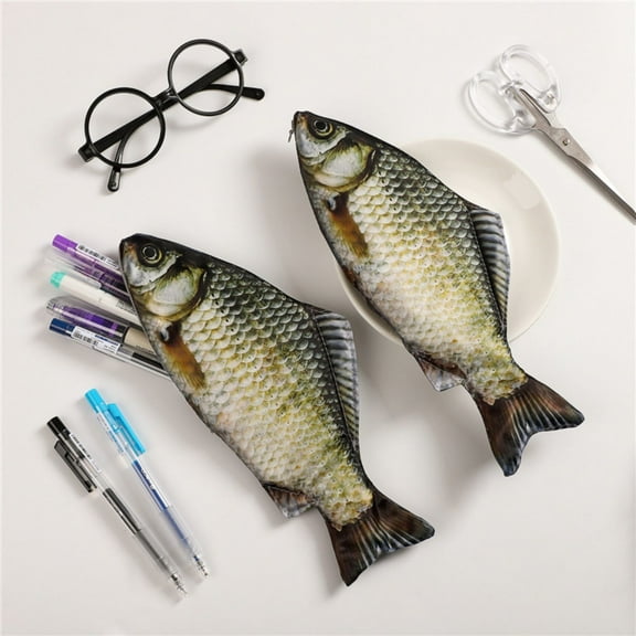 HongHeng 1Pc Emulation Fish Shape Creative Pencil Case Pen Bag Coin Purse Phone Bag