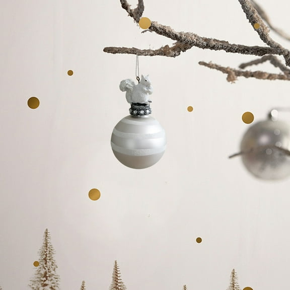HongHeng 1Pc Noble Squirrel on Pinecone Glass Christmas Ornament