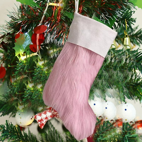 HongHeng 1Pc Plush Decorative Stocking, 11-inches Tall, Christmas Decorations