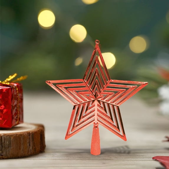 HongHeng 1Pc Star Chirstmas Tree Topper Christmas Decoration,7 Inch Red