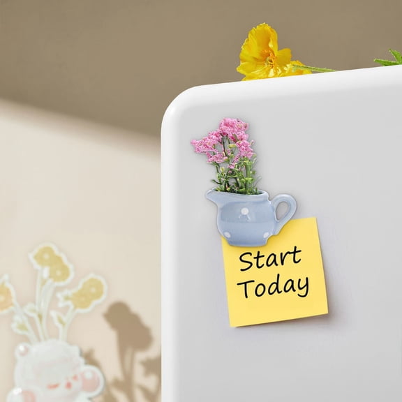 HongHeng 1pc Cute Plant Fridge Magnets Funny Mini Plant Magnets for Fridge, Simulation Ceramic Flower Vase 3D Refrigerator Magnet,Decoration for Home, Kitchen, office, School, Locker