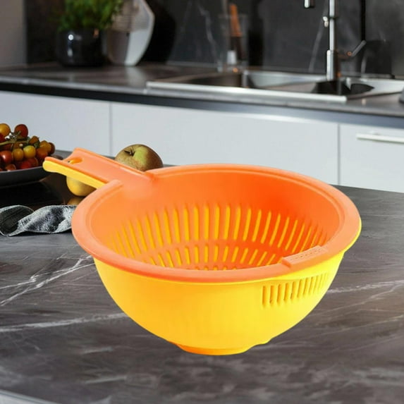 HongHeng 2 in 1 Kitchen Strainer Colander Bowls Set, Plastic Detachable Double Layer Drainage Basket Fruit Colander Draining Bowl Vegetable Washing Basket for Cleaning Washing Mixing