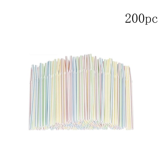 HongHeng 200Pcs Disposable Plastic Drinking Straws - Flexible Drinking Straws Long Plastic Straws Drinking Straws Bendable Colorful PP Plastic Straws for Home Use Milk Juice Drinks