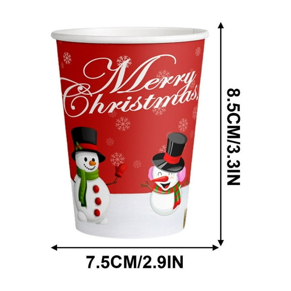 HongHeng 24Pcs Christmas Snowman Party Supplies Tableware Set Snowman Paper Disposable Dinnerware 9 oz Paper Cup for Xmas Winter Party Home Decoration