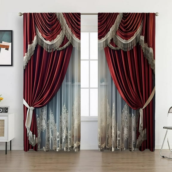 HongHeng 2PCS European Curtains and Drapes Christmas Series Curtains Factory Sent Digital Printing Curtains