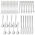 thumbnail image 1 of HongHeng 32 Pieces Cheese Butter Spreader Knives Set, Charcuterie Accessories Stainless Steel Cheese Spreader Knives, Mini Serving Tongs, Spoons and forks for Butter Cheese Jam, 1 of 8