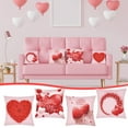 thumbnail image 1 of HongHeng 4Pcs Valentines Day Pillow Covers 17x17, Decorative Throw Pillow Covers with Red Heart Valentine's Day Case Set of 4 for Couch Sofa Living Room Outdoor Decorations, 1 of 9
