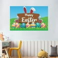 thumbnail image 1 of HongHeng 59x35 inch Happy Easter Backdrops Cloth Happy Hanging Wall Banner Bunny Grassland Eggs Photography Background for Easter Spring Party Decoration Happy Easter Sign, 1 of 6