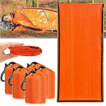 HongHeng 5Pcs Emergency Sleeping Bag, Mylar Emergency Blanket, Waterproof Lightweight Survival Shelter Blanket, Portable Survival thermal Bivy Sack for Outdoor Camping Adventure