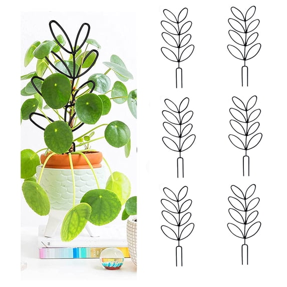 HongHeng 6 Pack Indoor Plant Trellis Metal Wire Garden Trellis, Small Climbing Leaf Shape Trellis for Garden Potted Plant Houseplant