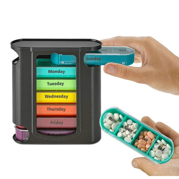 HongHeng 7-day 28 Pull-out Detachable Box Portable Mini Drug Storage and Packaging Box