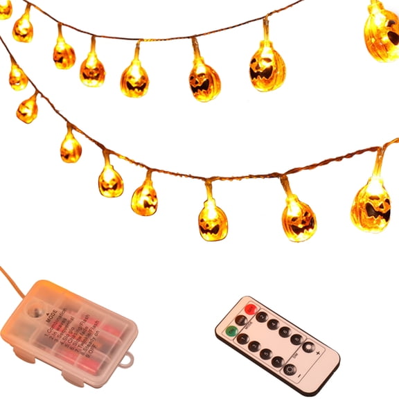 HongHeng 98" Halloween String Lights, LED Pumpkin Lights, Holiday Lights for Outdoor Decor, Steady/Flickering Lights 20 One Pumpkin Lights with Remote Control