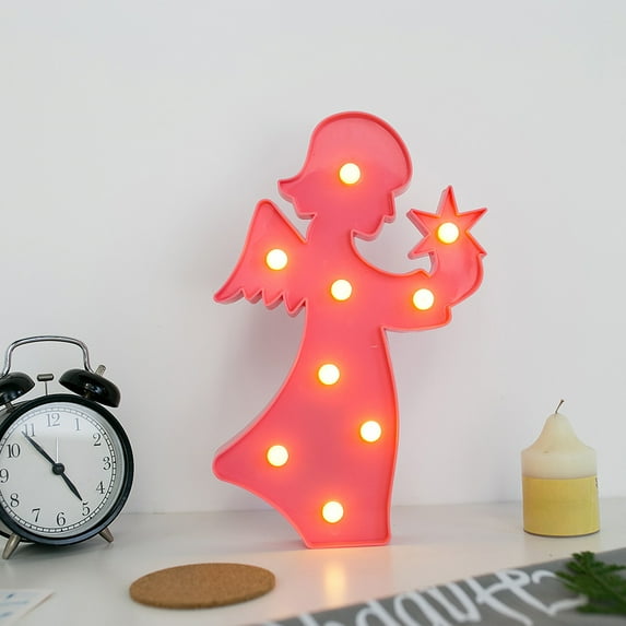 HongHeng Angel Party Decorations - Battery Powered Angel Night Light for Kids, Girl Birthday Party Decorations, Room Decor for Girls, Wall Decor for Girls Bedroom