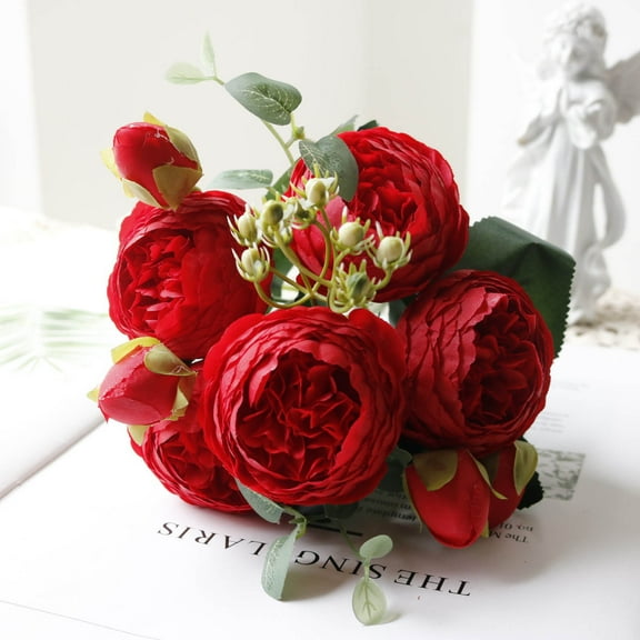 HongHeng Artificial Flowers, 2Pcs Fall Fake Peonies Silk Hydrangea Flower Small Faux Flowers for Centerpieces for Decoration, Flowers Wedding Bouquets for Party Home Décor