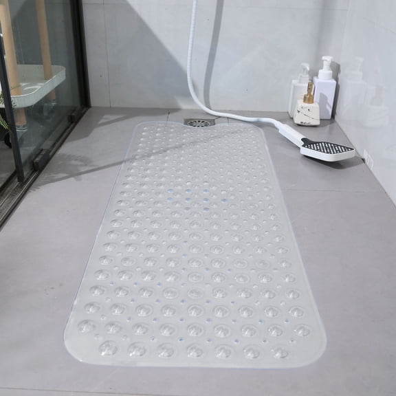 HongHeng Bathtub and Shower Mats, 39x15 Inch Extra Large Non Slip Soft Bath Tub Mat with Suction Cups and Drain Holes for Bathroom Floor and Keep Tubs Clean, Machine Washable