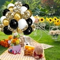 thumbnail image 1 of HongHeng Black White Gold Balloons, 30 PCS 12 Inch Balloons with Gold Confetti Latex Balloons, Black White Gold Balloons for Jungle Birthday Baby Shower Wedding woodland Party Decor, 1 of 6