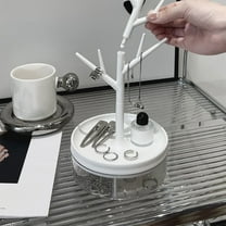HongHeng Branch Jewelry Rack with Rotatable Base and Storage Box Tree Tower Rack Hanging Organizer for Ring Earrings Necklace Bracelet,Suitable for living rooms, bathrooms,offices,etc.