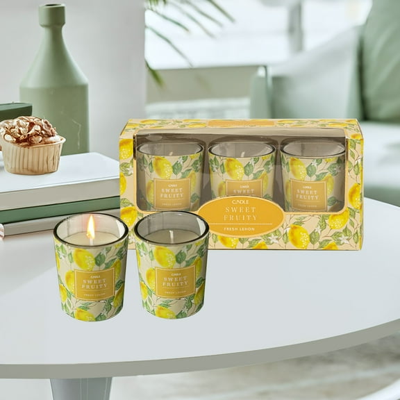 HongHeng Candles for Home Scented, 3 PCS Cotton Wicks for Soy Natural Candles, Circle Candle for Stress Relief and Promote Sleep, Candles Gift for Women(Orange & Lemon)