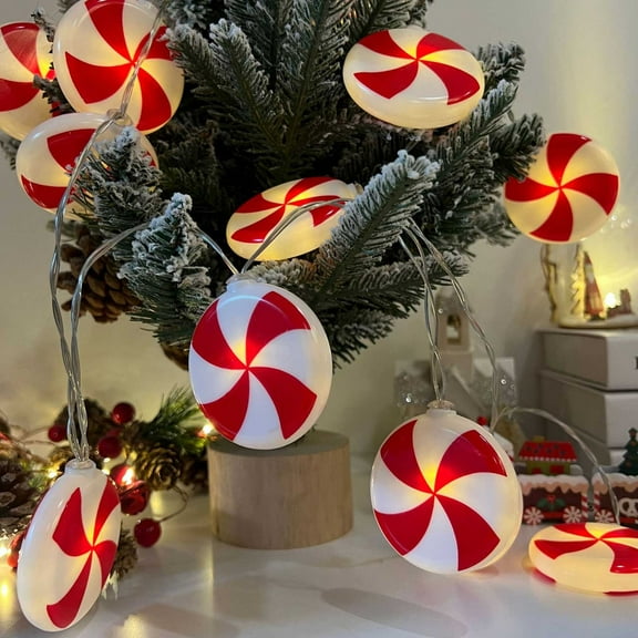 HongHeng Candy String Lights, 118" Christmas Decorations Fairy Lights, Connectable Red Sweet Sugar Lights for Outdoor & Indoor Christmas Party Thanksgiving Christmas Tree Decor