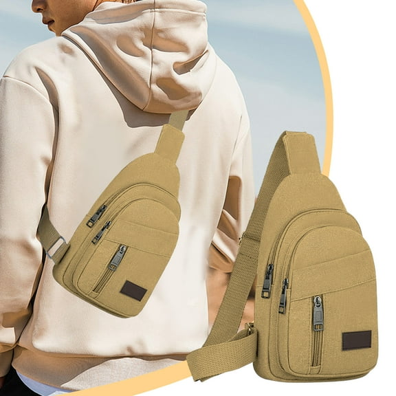 HongHeng Canvas Sling Bag Crossbody Backpack Shoulder Casual Rucksack for Men Women Outdoor Cycling Hiking Travel Fishing