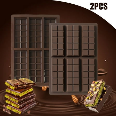 HongHeng Chocolate Molds - Non-Stick Chocolate Bar Mold, Break Apart Chocolate Bar Maker Food Grade Deep Chocolate Bar Mold for Making Candy Knafeh Pistachio Chocolate Bar - Set of 2