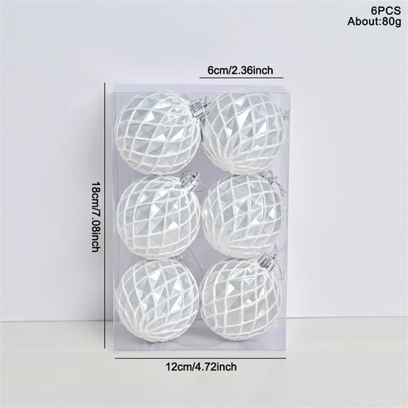 HongHeng Christmas Ball Ornaments 6PCS Large Shatterproof Christmas Decorations Tree Balls Glitter Diamond Hanging Balls for Xmas Tree Wedding Party Holiday Decorations