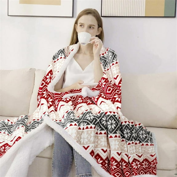 HongHeng Christmas Clearance Under $10 Christmas Blanket Red Snowflake Decoration Soft Blanket Suitable for Bed Car Sofa Holiday Gift
