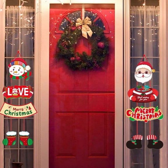 HongHeng Christmas Decoration Supplies Door Hanging Shopping Mall Store Home Decoration Santa Claus Snowman Christmas Decoration Props