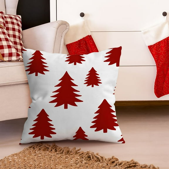 HongHeng Christmas Happy Winter forest Pine Tree Geometry Holiday Blessed Square Throw Pillow Cover Cushion Case Sofa Decor 17x17 Inches