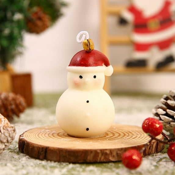HongHeng Christmas Santa Claus Snowman Candles with Santa Hat & Bell Handmade Soy Wax Christmas Characters Shaped Candle Mini Aesthetic Candle for Home Table Christmas Eve Party