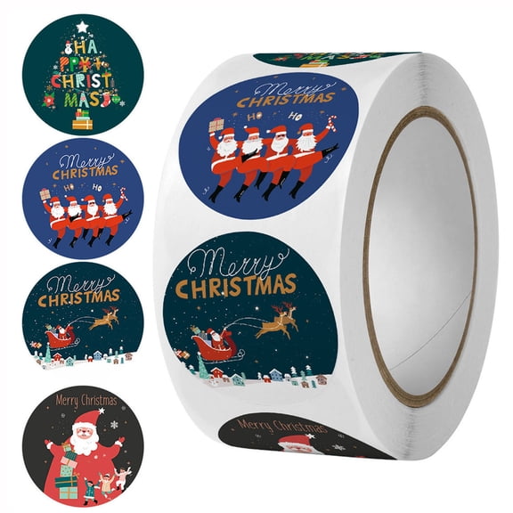 HongHeng Christmas Stickers Roll Merry Christmas Round Stickers Xmas Decorative Seals Stickers Christmas Party Favors Adhesive Stickers Winter Holiday Party Supplies for Kids Adults