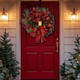 thumbnail image 1 of HongHeng Christmas Under $ 5 2024 Large Christmas Wreaths for Front Door Artificial Lighted Christmas Wreath with Bow Ribbon Red Christmas Front Door Wreath with Christmas Ball Christmas, 1 of 7