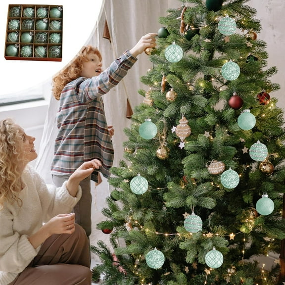 HongHeng Clear Christmas Ball Ornaments, 12Pcs 2.36" Shatterproof Xmas Ball Decorations Set Decorative Hanging Ornaments for Christmas Tree Home office Decor Gift for Christmas Party