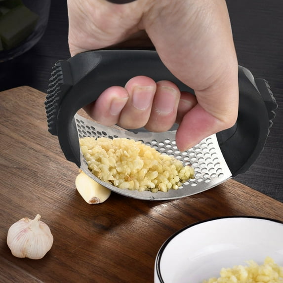 HongHeng Clearance Under $2.00 2024 Upgrade Stainless Steel Garlic Presser Garlic Press Rocker Garlic Mincer Garlic Crusher with Peeler and Cleaning Brush Stainless Steel Garlic Mincer