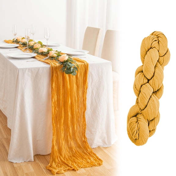 HongHeng Clearance Under $2.00 Cheesecloth Table Runner Boho Gauze Cheese Cloth Table Runner 35x157 Inch Long Romantic Sheer Table Runner for Wedding Bridal Baby Shower Birthday Party