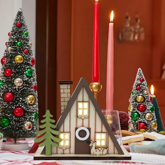 HongHeng Clearance Under $2.00 Christmas Decorations Wooden Light Ornaments Wooden Crafts Christmas Feel Party Decorations Suitable for Room Decoration and Gift Giving